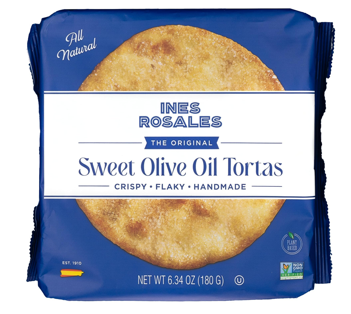 Ines Rosales Original Sweet Olive Oil Tortas ( Pack of 2) (Tortas de Aceite Originales) 6.34 Oz (180 g) pack, contains six Fine 