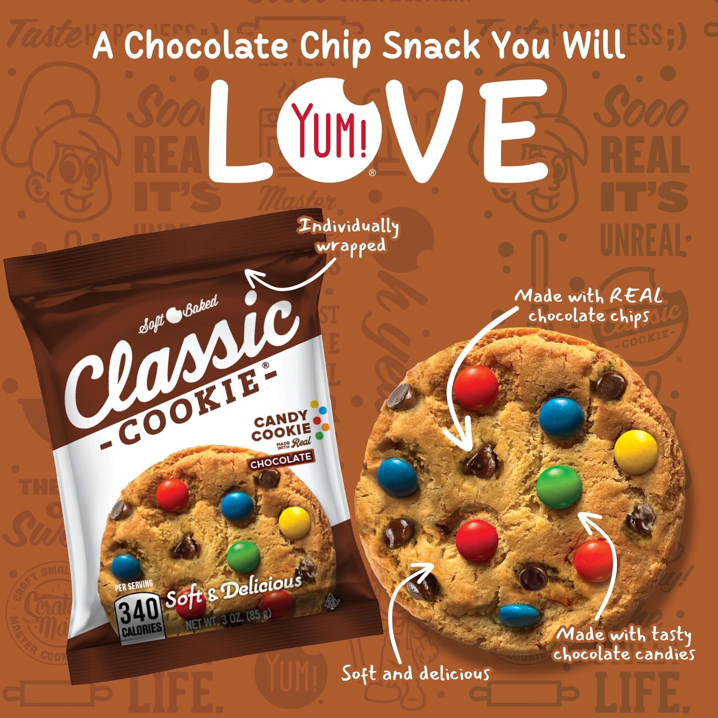 Classic Cookie, Soft Baked Cookie, Candy Cookie 3Oz, 8 Count Pack