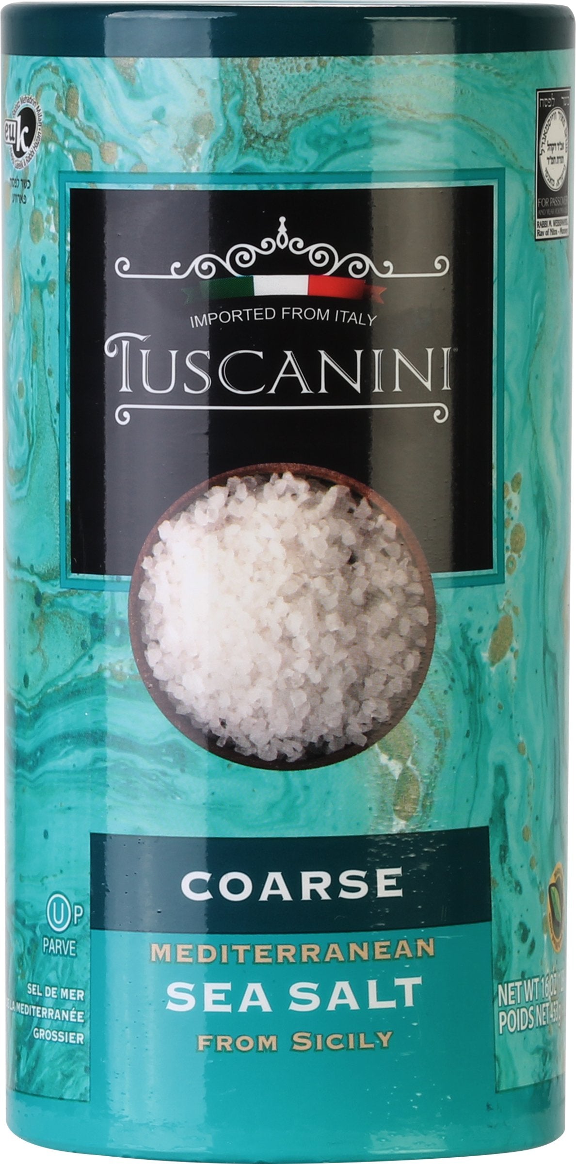 Tuscanini, Coarse Mediterranean Sea Salt, 16Oz Tube, From Sicily Italy