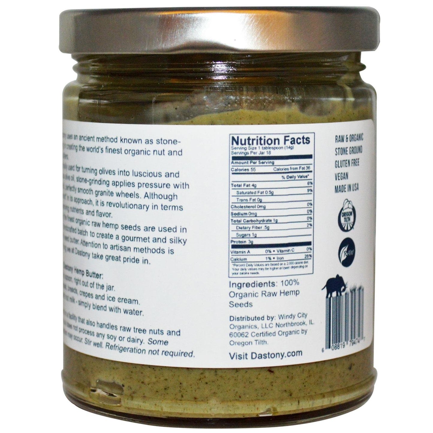 Windy City Organics Dastony Hemp Seed Butter - 8 Oz