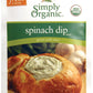 Simply Organic Spinach Dip Mix, Certified Organic, Gluten-Free | 1.41 Oz | Pack Of 12