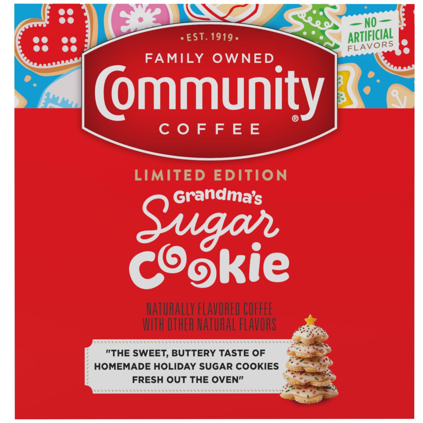 Community Coffee Grandmas Sugar Cookie Keurig K-Cup Pods  Limited Edition Holiday Flavor  Natural Ingredients  10 Count (Pack of 1)