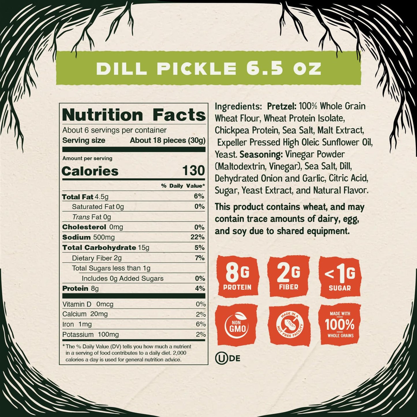 Kindling Protein Pretzels - Dill Pickle | Protein-Packed Snack | Kosher | 8 - 9G Protein Per Serving | Only 1-2G Of Total Sugar