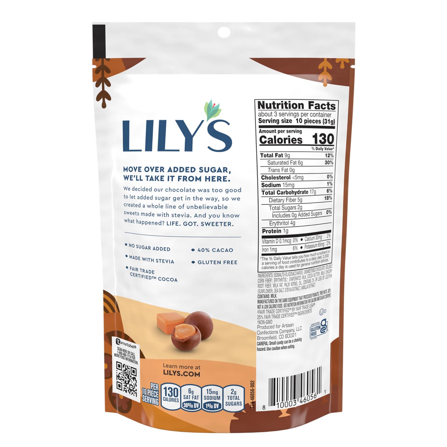 LILY'S Milk Chocolate No Sugar Added Covered Caramels, 3.5 oz Bags, 12 Count - Deliciously Guilt-Free Treats