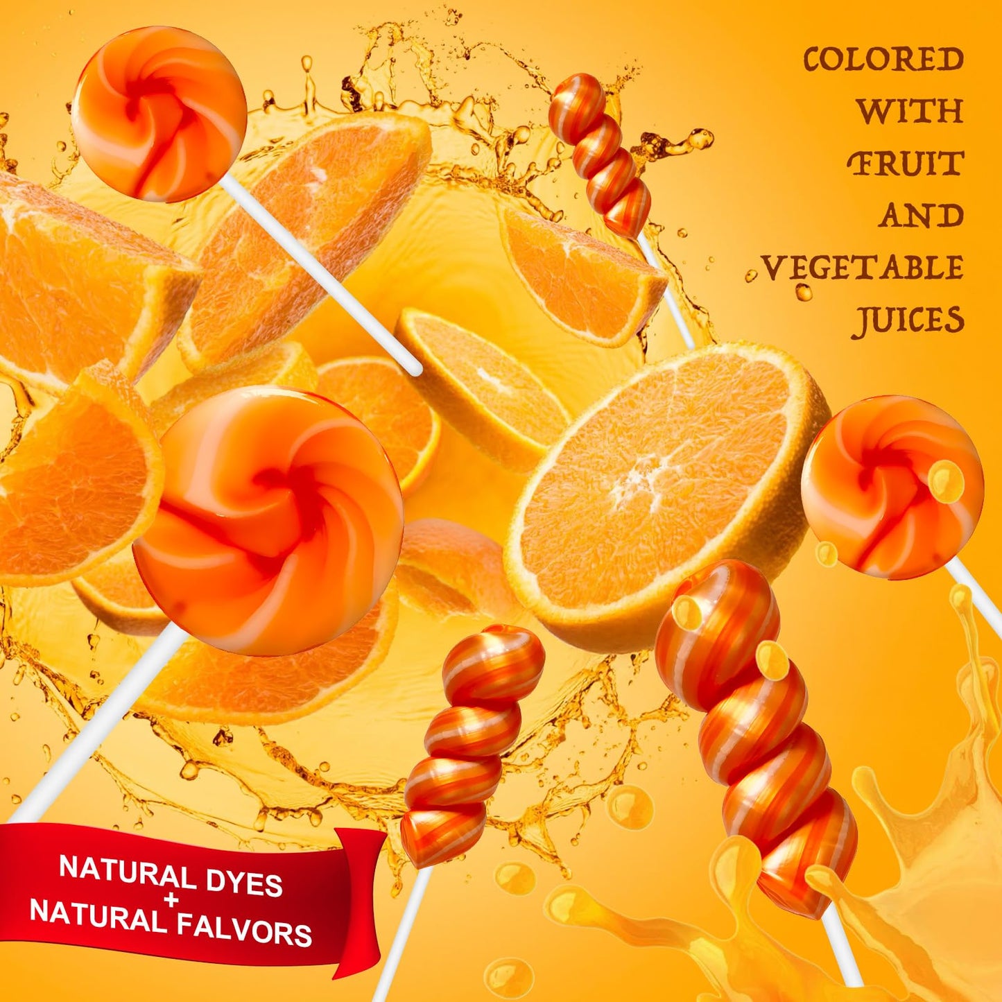 ZOFIA SWEET 32 Pack Orange Gold Twisty & Swirl Lollipops, Gluten Free, No Artificial Dyes, Individually Wrapped