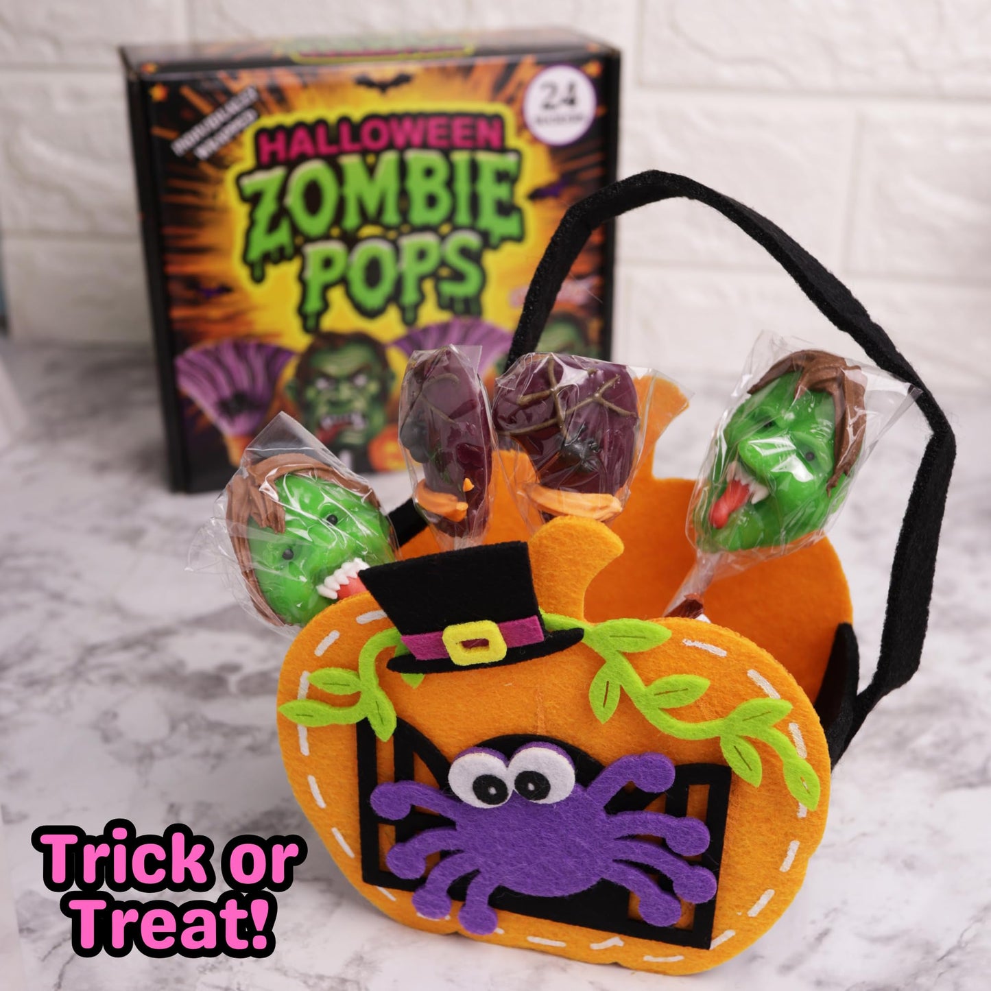 Sweetzo Zombie Lollipops - Halloween Candy Suckers, Individually Wrapped, 24 Count, Perfect for Trick or Treat Party Favors, 17.8 cm x 6 cm x