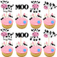 24 Pcs Cow Cupcake Toppers Glitter Farm Animals Moo Cupcake Picks Cow Theme Baby Shower Kids Birthday Party Cake Decorations Sup