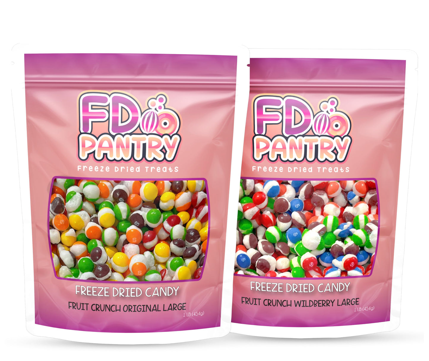 FD Pantry Freeze Dried Candy Variety Pack - 2 Pack, 2 Pounds - Original Rainbow & Wildberry Fruit Crunch