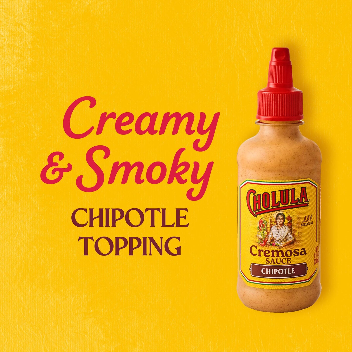 Cholula Cremosa Sauce, Chipotle, Medium Heat, Creamy, Smoky, Squeezable Topping For Elotes, Tacos, Soup, Tostadas, Nachos And Mo