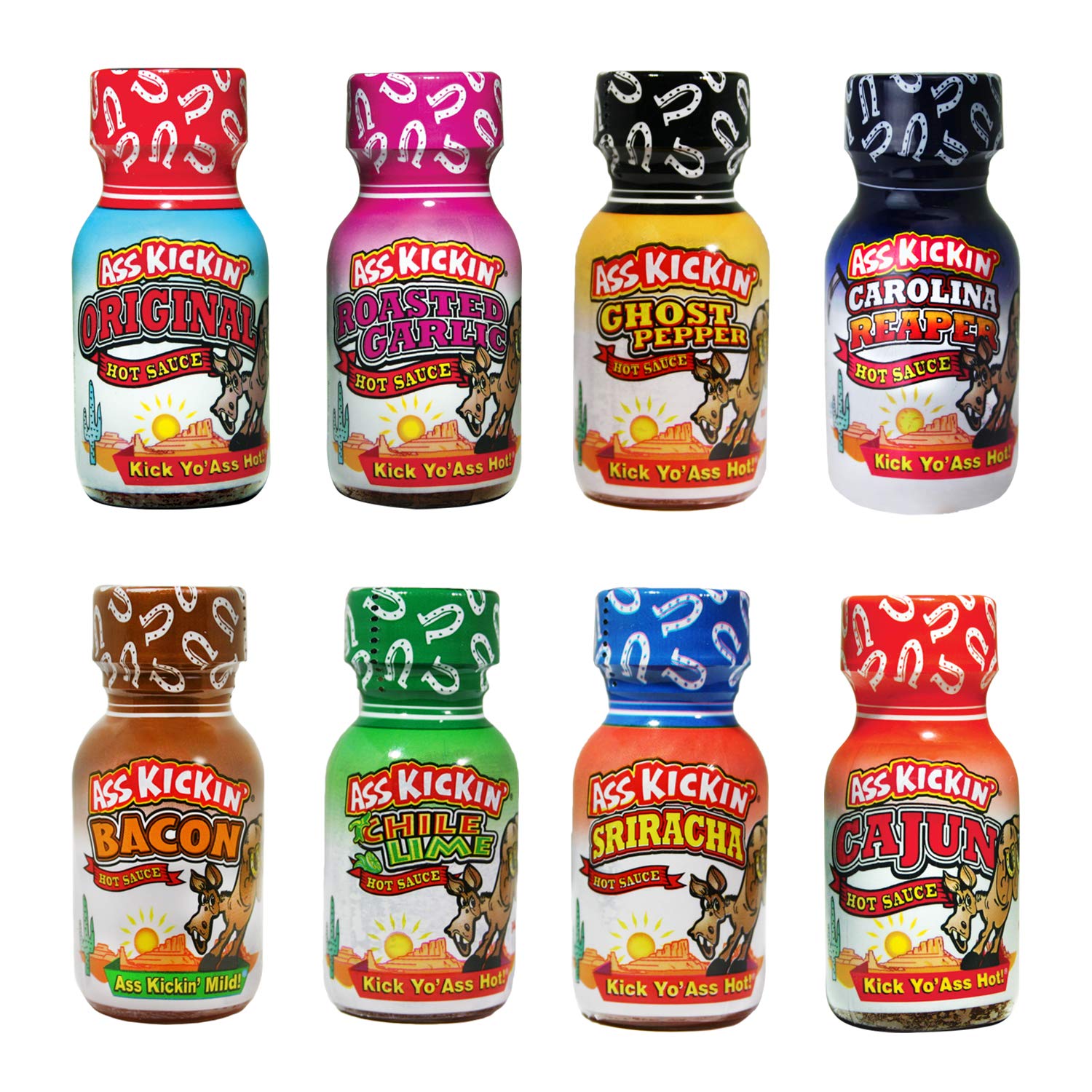 Ass Kickin' Premium Hot Sauce Travel Size Mini Bottles - 8 Pack Gift Set With .75 Oz Bottles - Perfect Christmas Gifts For Hot S