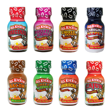 Ass Kickin' Premium Hot Sauce Travel Size Mini Bottles - 8 Pack Gift Set With .75 Oz Bottles - Perfect Christmas Gifts For Hot S