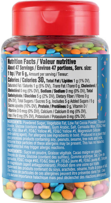 Gefen Rainbow Candy Coated Chocolate Lentils, 10Oz | Mini Chocolate Lentils For Baking And Decorating | Corn Free | Dairy Free |