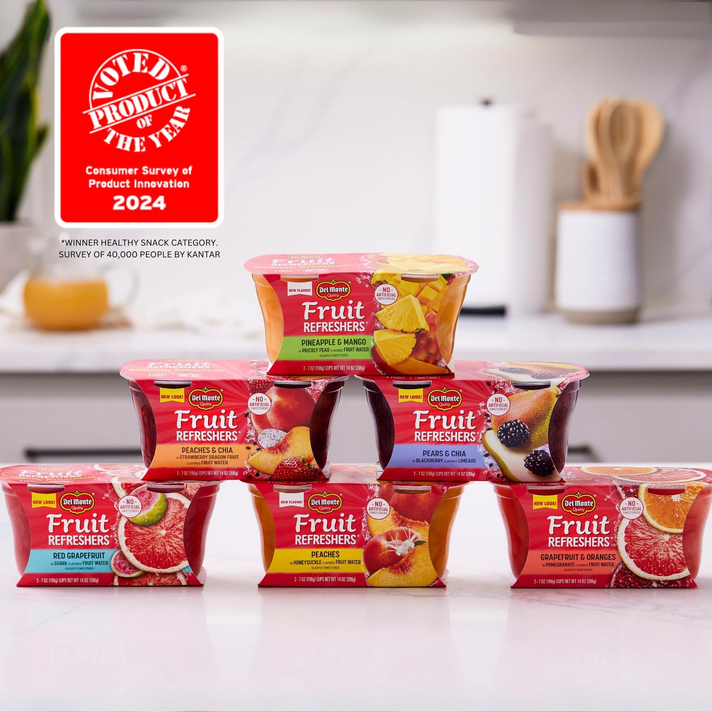 Del Monte Refreshers Red Grapefruit in Guava Fruit Water Cups, 7 Ounce (2 Count per Pack, Pack of 6)