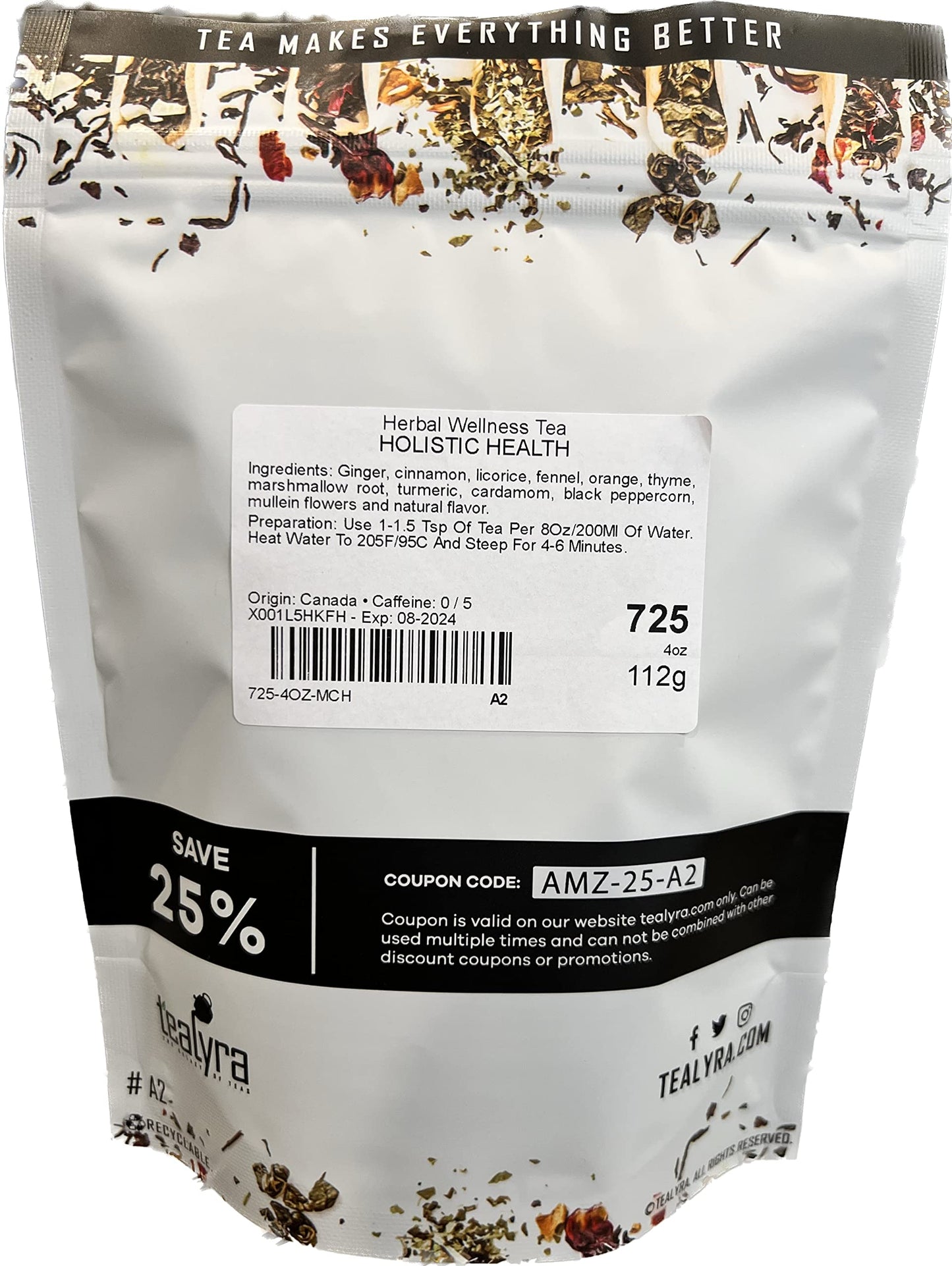 Tealyra Holistic Health Tea - Turmeric Ginger Fennel Cinnamon - Loose Leaf - Caffeine-Free - 4 Ounce