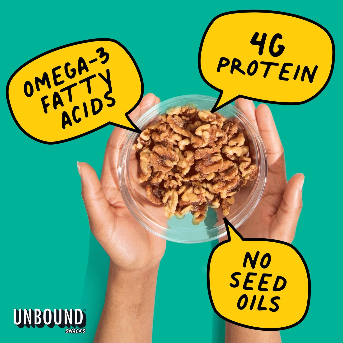 Unbound Snacks Flavored Nuts - Butter Toffee Walnuts, 4 oz (Pack of 4) - Healthy Snacks, 4g Protein, 3g Sugar, High in Omega 3,