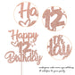 YCTHUNFISH Happy 12th Birthday Cake Topper Glitter Heart Star, Rose Gold, 5.4x9.2 inches, Cake Decorations for Children