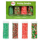 Holiday Sprinkles Set 4 Count 19.3 Oz Different Types in Jar, Cake- Cookies Sprinkles For Christmas-Party, Kosher,Green&White Su