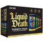 Liquid Death Sparkling Water Variety Pack - 12oz Cans, Low Sugar, 4 Flavors: Lime, Cola, Rootbeer, Doctor Death, Pack of 12
