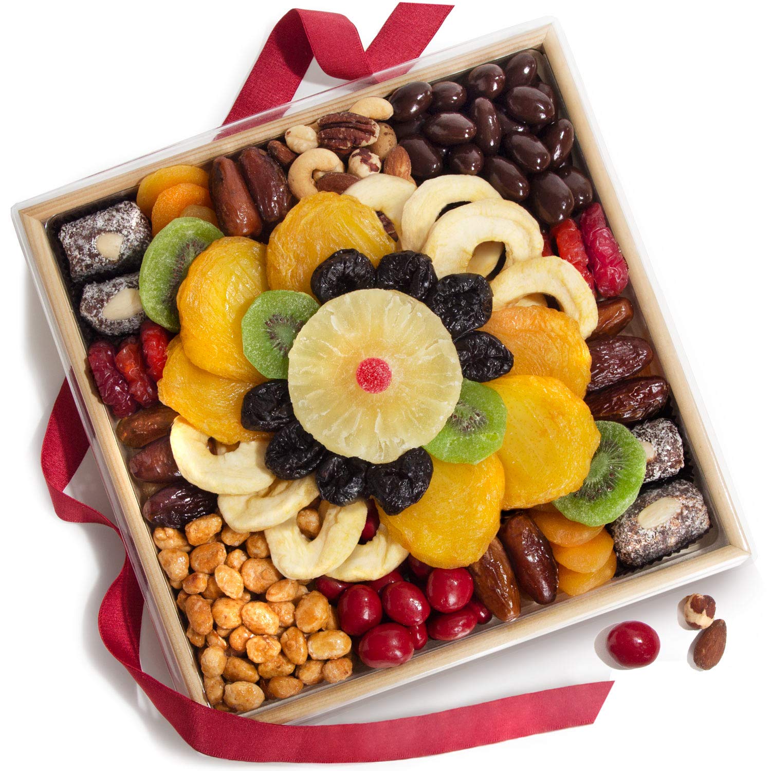 A Gift Inside Festive Holiday Gift Tray - Dried Fruit, Nuts & Chocolates - 3.5 Pound