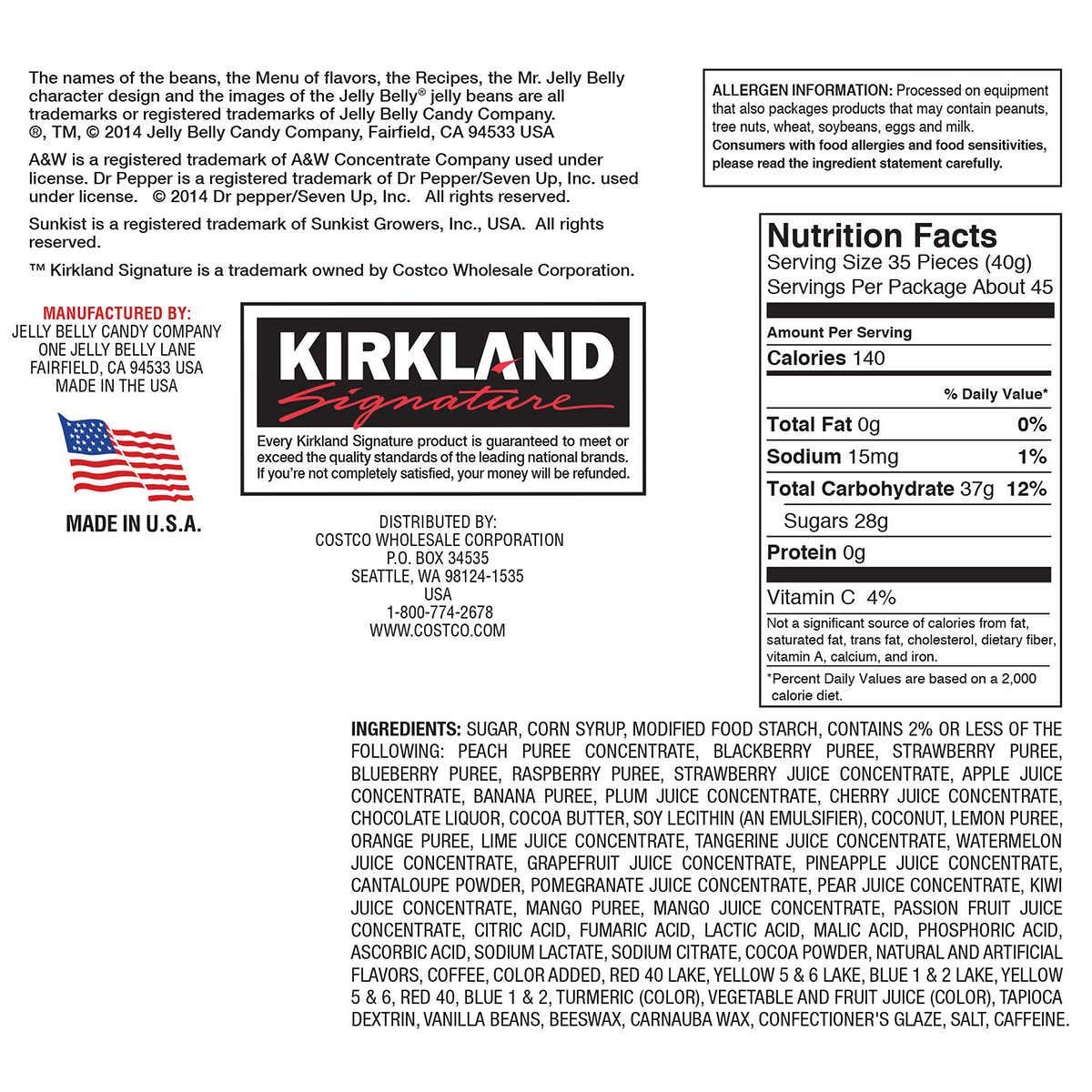 Kirkland Signature 49 Flavors Of The Original Gourmet Jelly Bean, 64 Oz