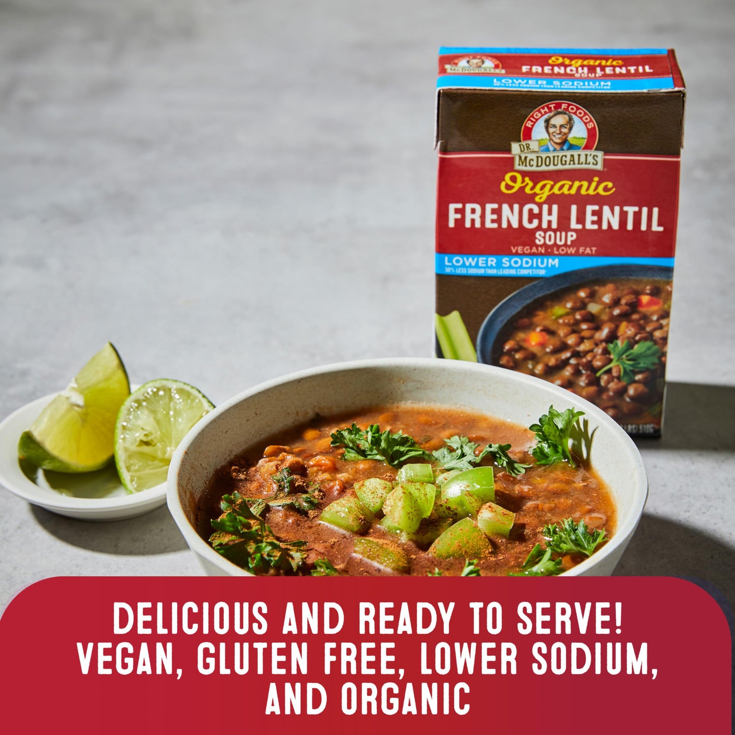 Dr. Mcdougall'S Right Foods Soup, French Lentil, Lower Sodium, 17.6 Ounce (Pack Of 6)