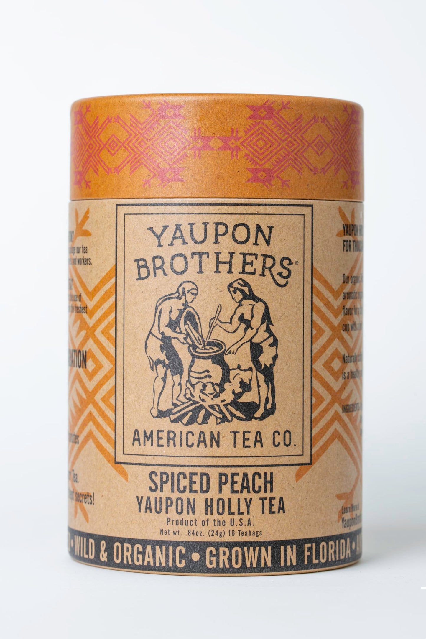 Yaupon Brothers Spiced Peach Yaupon Tea - 16 Eco-Friendly Yaupon Peach Tea Bags Crafted From Organic Peach Green Tea Ingredients