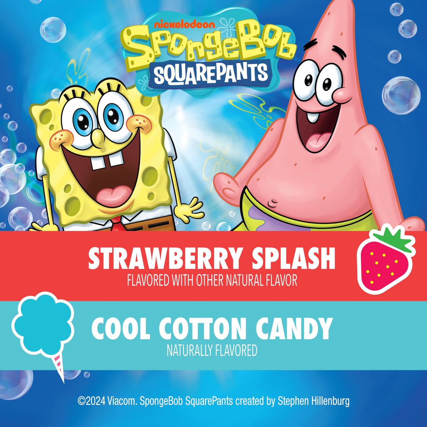 Go-GURT SpongeBob SquarePants Strawberry Splash and Cool Cotton Candy Kids Fat Free Yogurt Variety Pack, Gluten Free, 2 oz Yogur