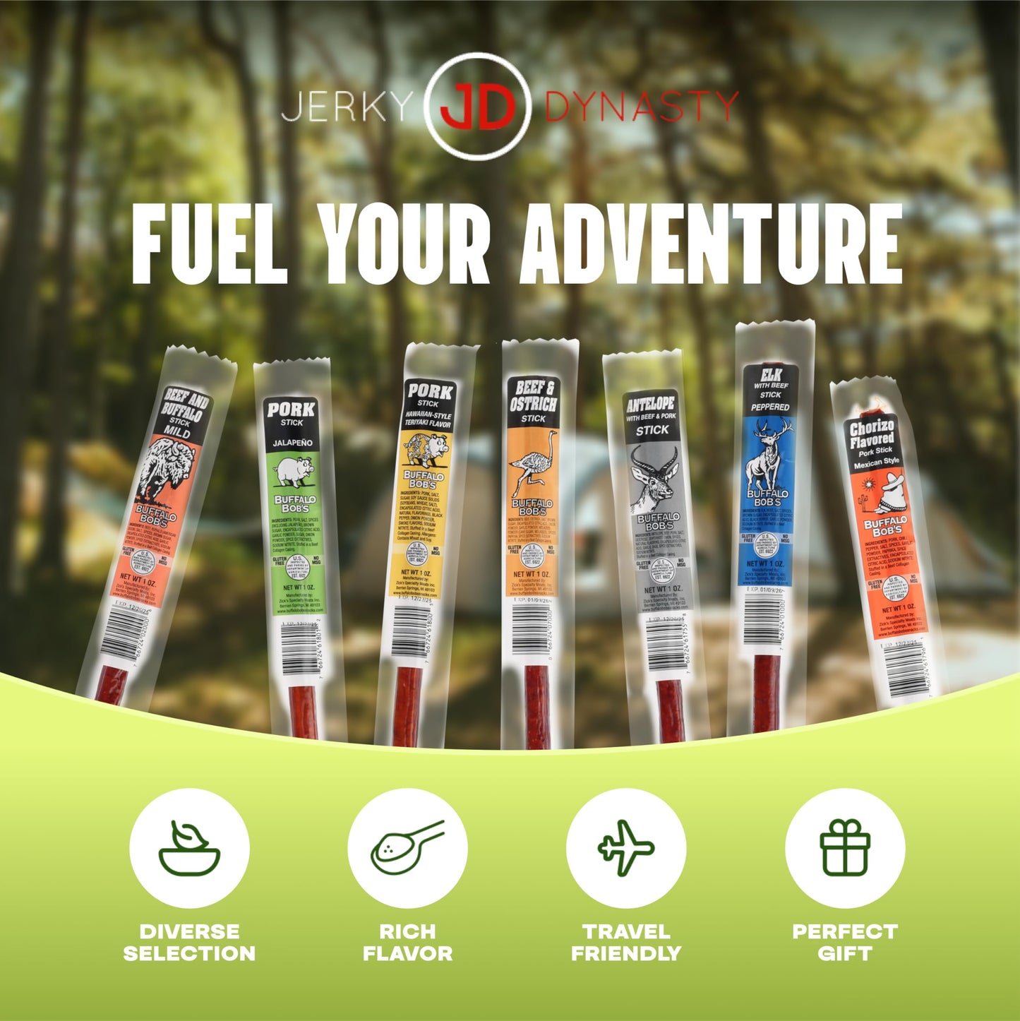 Jerky Dynasty The Ultimate 27-Piece Exotic Jerky With Gift Box - Buffalo Bob'S Wild Game Jerky Variety Pack - Exclusive Flavors,