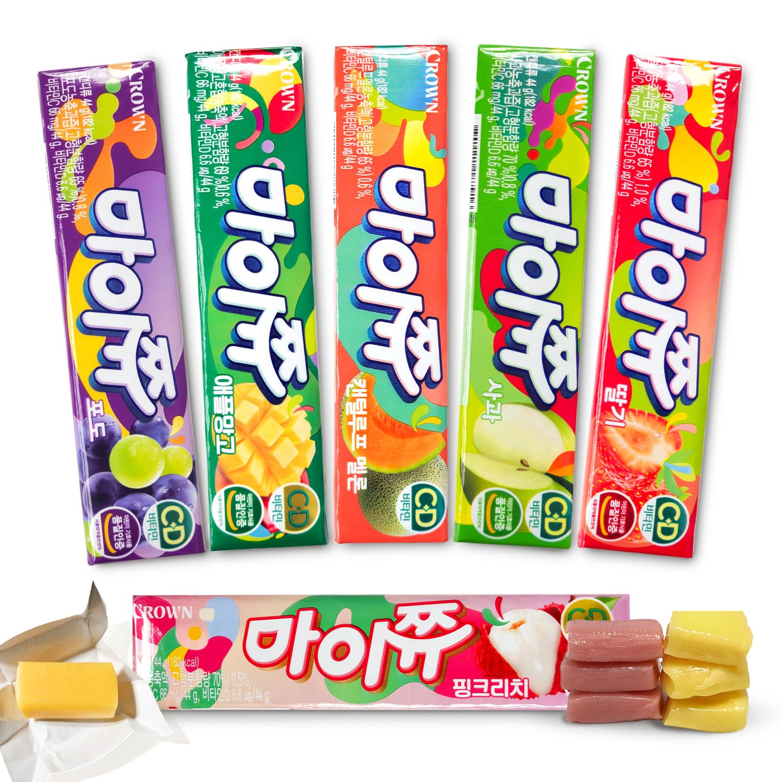 COELO MyChew Soft Chewy Candy Variety Set, 44g x 6 Packs, 6 Fruit Flavors, Gummy Treats for Sharing, Snack Size