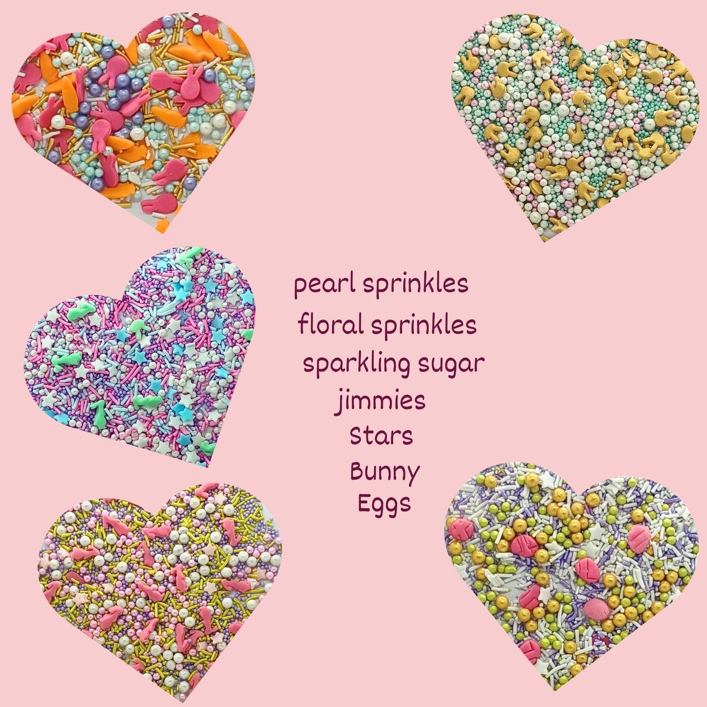 Confect Spring Sprinkles - 5-Pack | White, Pink & Sky Blue Star And Pearl Edible Sprinkles | Cake, Cupcake & Baking Decorations