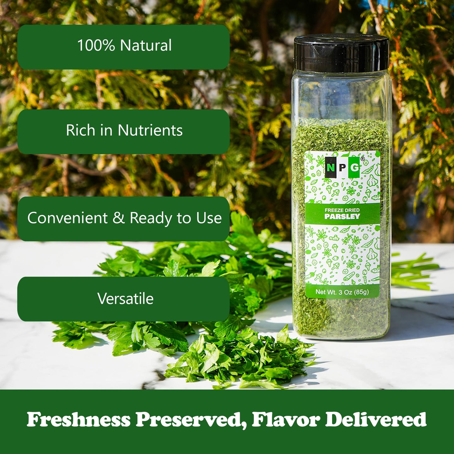 Npg Freeze-Dried Parsley Flakes 3 Oz, Dehydrated Chopped Parsley For Cooking, Soups, Pasta, And Garnish, Aromatic Herb Seasoning