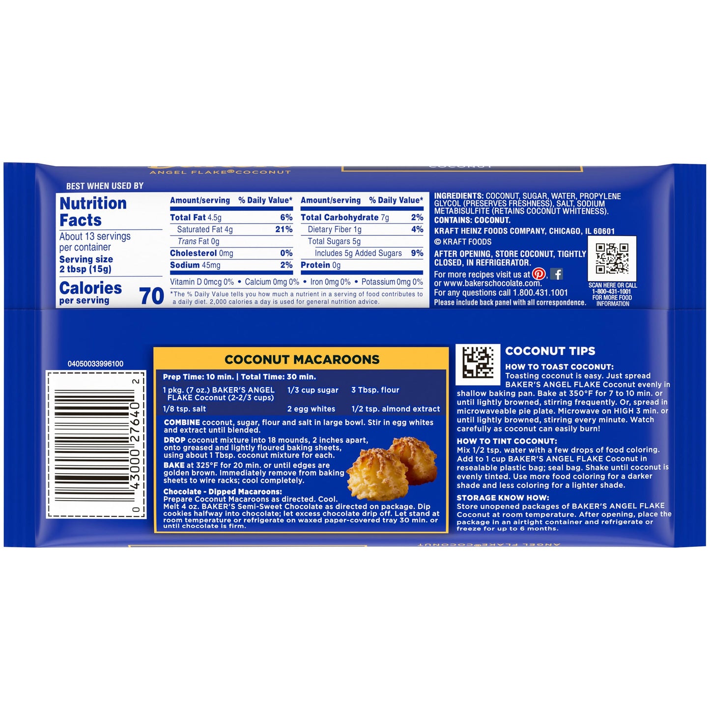 Bakers Coconut Angel Flakes, 7 oz