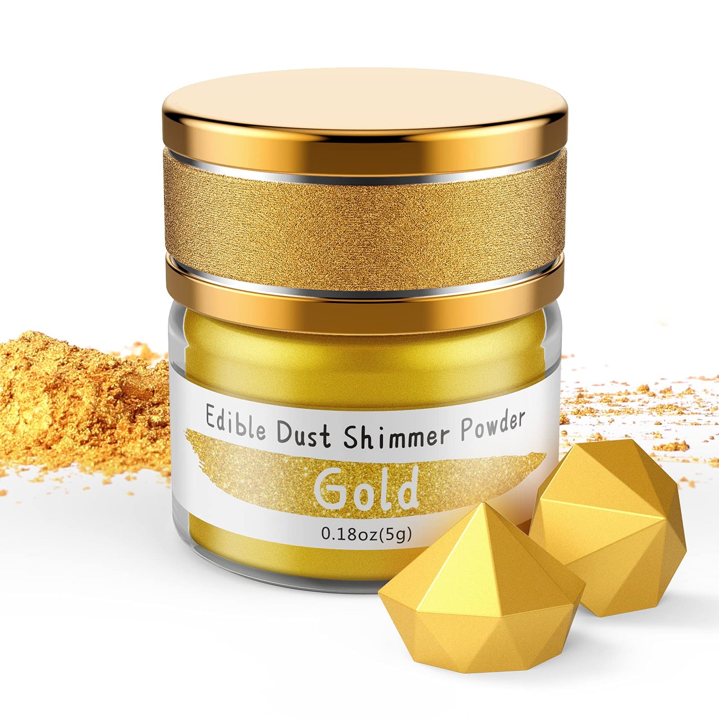 Jelife Edible Gold Luster Dust - 5 Grams Food Grade Cake Dust Shimmer Powdered, Flavorless Metallic Powder Food Coloring for Cak