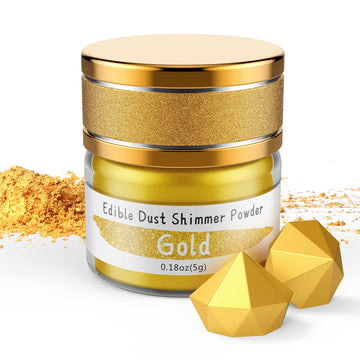 Jelife Edible Gold Luster Dust - 5 Grams Food Grade Cake Dust Shimmer Powdered, Flavorless Metallic Powder Food Coloring for Cak