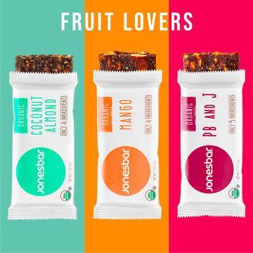 Jonesbar Fruit Lovers (12 Count (Pack Of 1)), Usda Organic Fruit & Nut Bar, Non-Gmo, Kosher, Vegan, Gluten Free, Simple Snack Ba