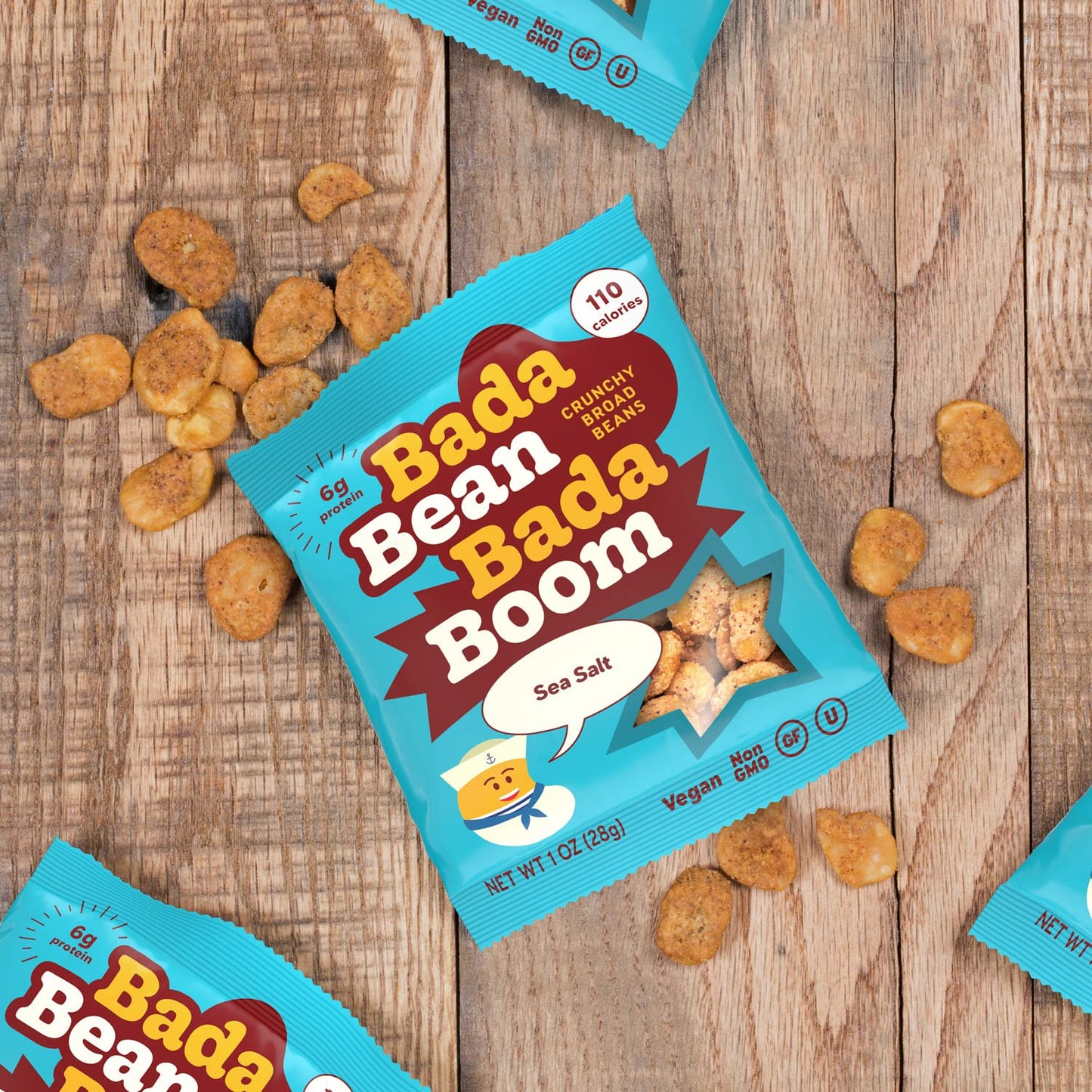 Enlightened Bada Bean Bada Boom Crunchy Roasted Broad Bean Snacks, Vegan, Gluten Free, 1 oz, Pack of 24