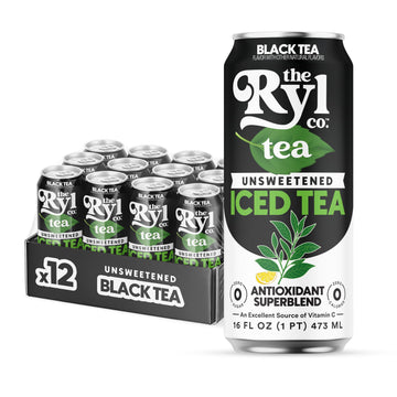 Ryl Unsweetened Black Iced Tea - Antioxidant Superblend, No Artificial Ingredients, Zero Sugar, Zero Calorie, Low Carb, Non-GMO,