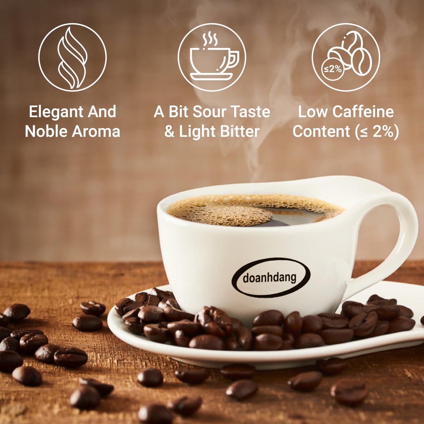 Doanhdang - 17.6 Oz Enhanced Arabica Whole Bean Coffee, 100% Arabica Medium Roast, Rich Flavor For Espresso And Brew, Origin From Vietnam, Whole Med Roast Beans