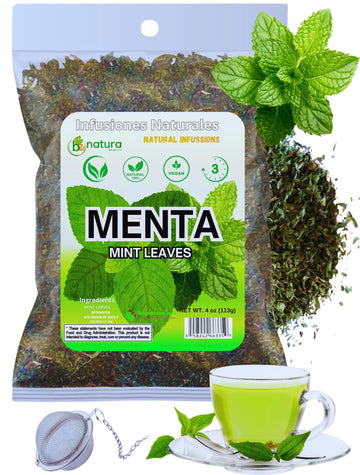 Menta seca (Dried Mint Leaves Spearmint) 4oz |%100 Natural, Non-GMO, Gluten Free, Crushed Peppermint for tea & seasoning +Tea St
