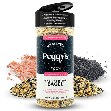 My Secrets Peggy'S Food Everything Bagel Seasoning - Contains Himalayan Pink Salt - 4.5 Oz - Easy Sprinkle - Multipurpose & Vers