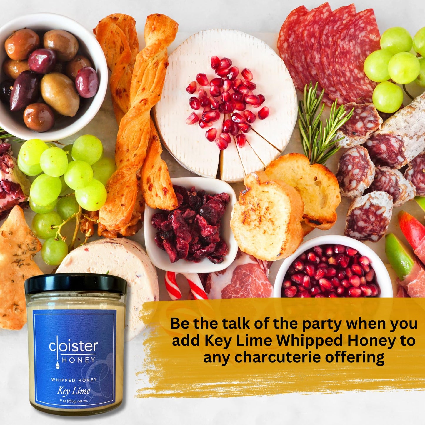 Cloister Honey Whipped Honey - Key Lime (9 Oz) | Hand Crafted | Raw Artisan Honey | 100% Pure, Raw & Unfiltered | All Natural |