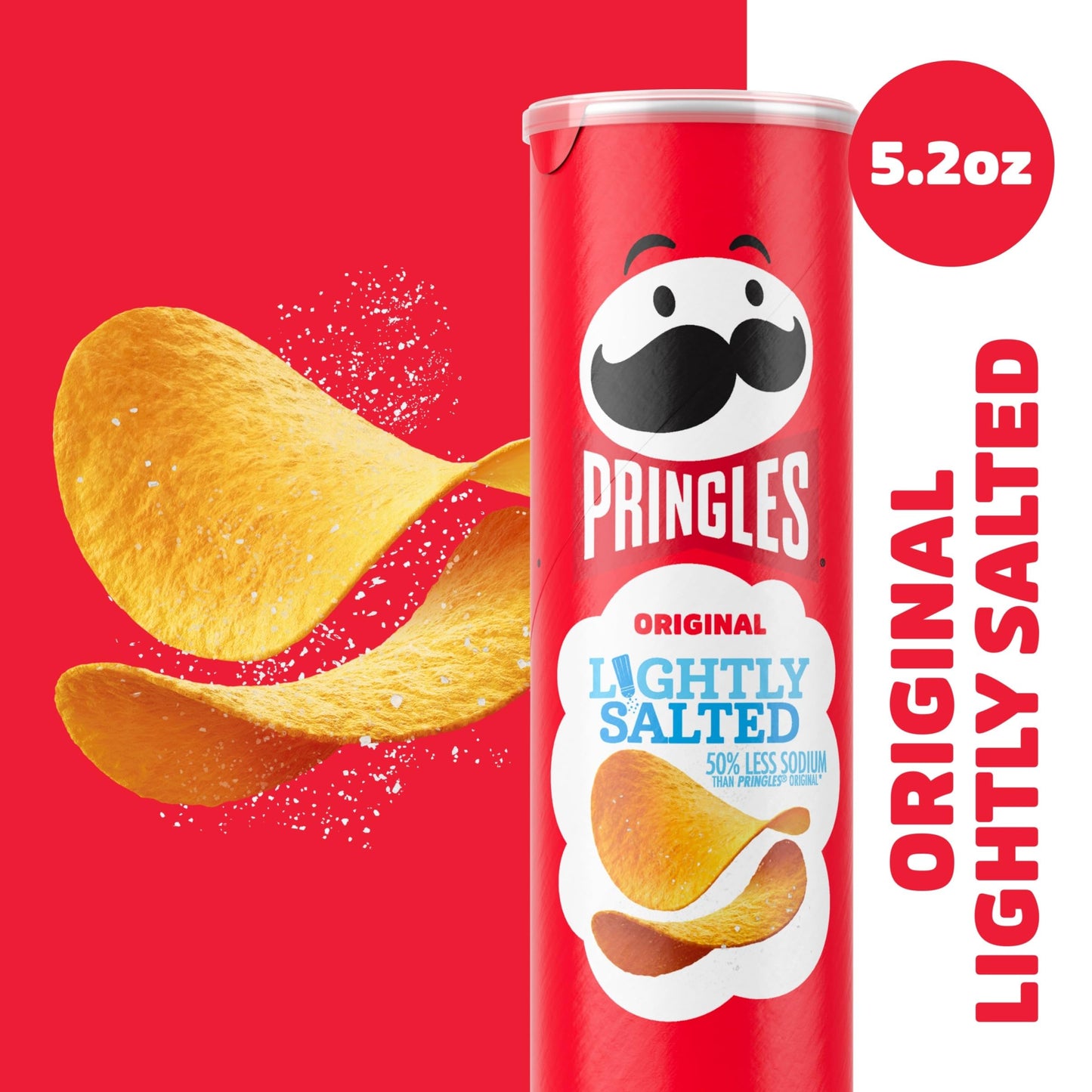 Pringles Potato Crisps Chips, Lunch Snacks, On-The-Go Snacks, Lightly Salted, 5.2oz Can (1 Can)