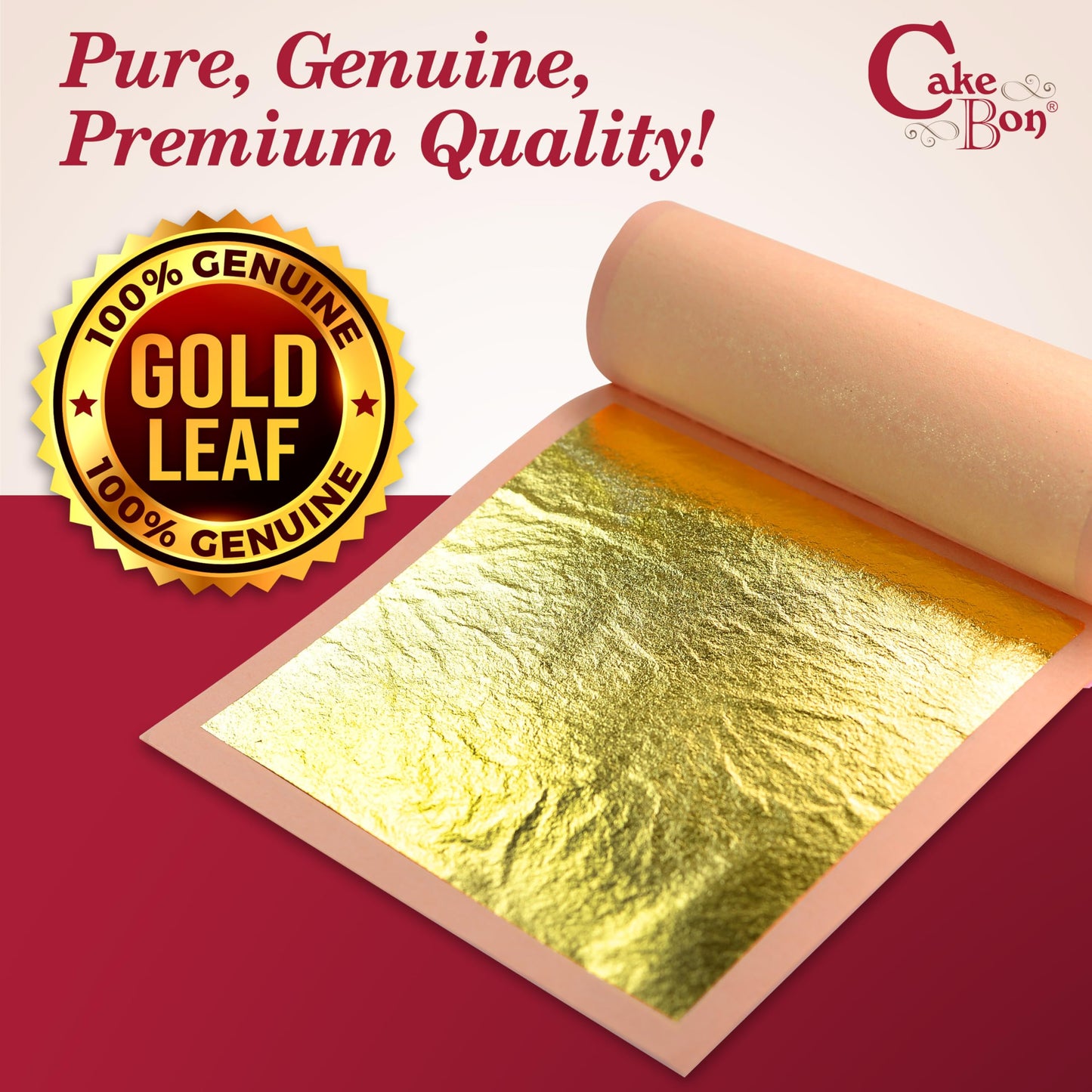 Edible Gold Leaf 24K By Cakebon - Cake Decorations, Loose Gold Leaf Sheets - 3.1 Inches, 10 Gold Foil Sheets