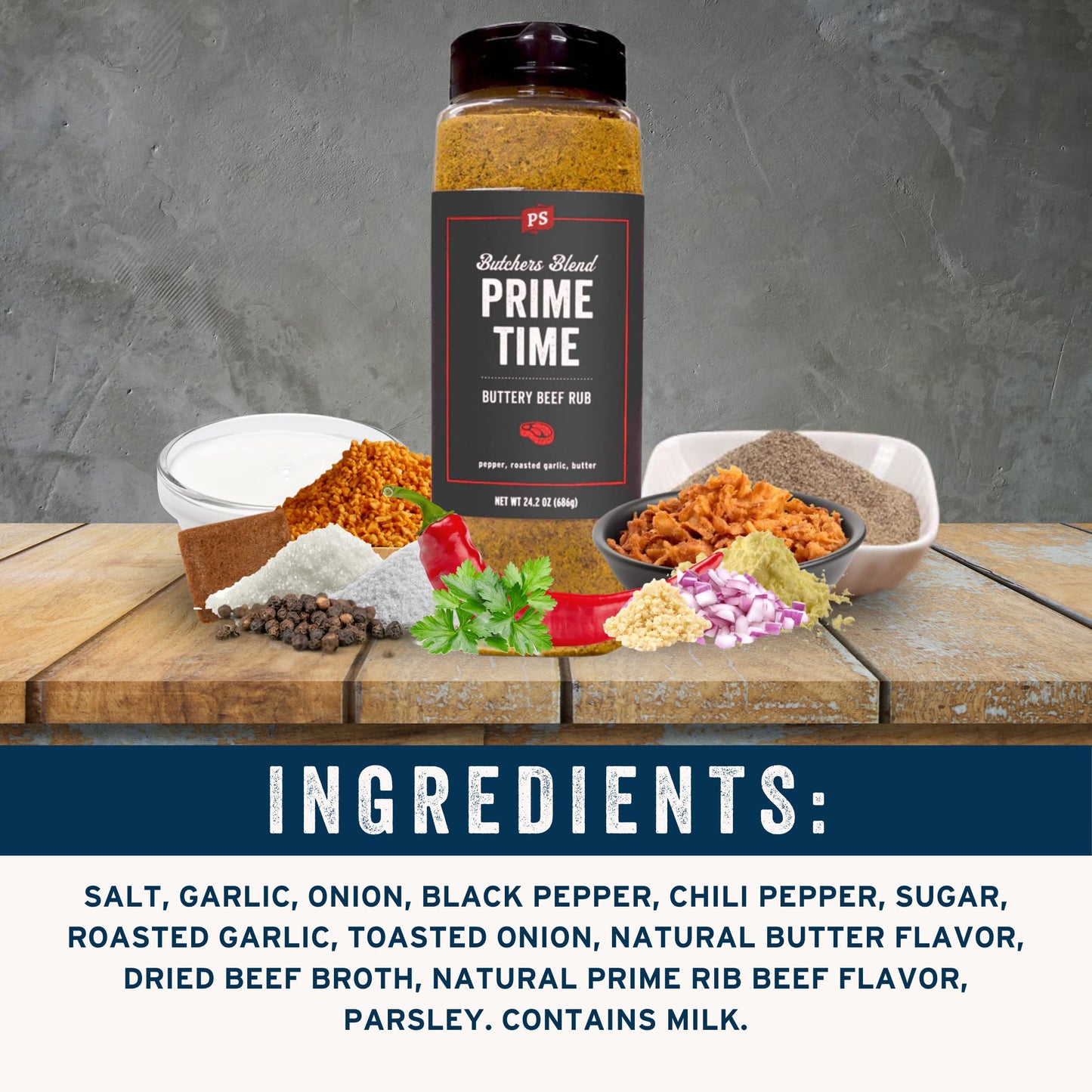 PS Seasoning BBQ Seasoning & Beef Rub - Buttery Garlic & Herb, 24.2oz, Ideal for smoky aroma, Grilling & Baking