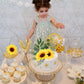 Memovan Sunflower Cake Topper 18Pcs Sunflower Cake Decoration With Gold Happy Birthday Cake Topper Sunflower Golden Palm Eucalyp