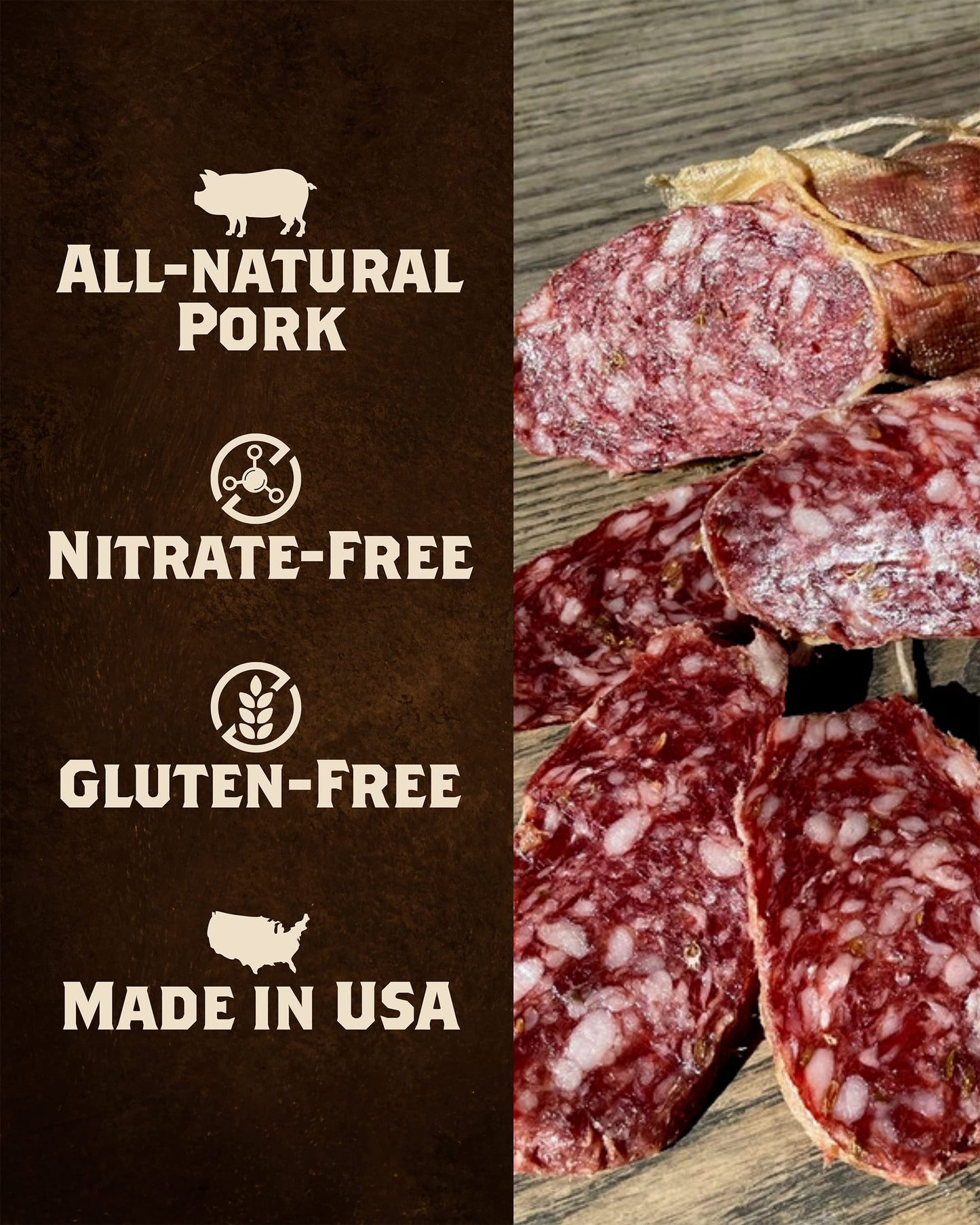 Fortunas Finocchiona Dry Salami - Nitrate-Free, Gluten-Free, 10oz (Pack of 2) - Ideal for Keto Diets, Perfect for Snacking or Cooking