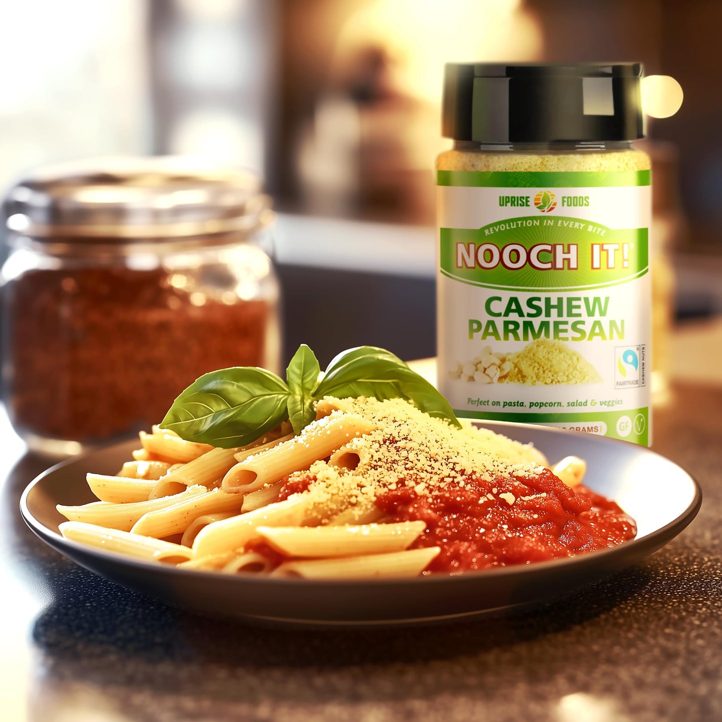 Nooch It Cashew Parmesan Cheese – 4Oz | Dairy-Free, Organic, Fair Trade, Non-Gmo, Gluten-Free | Plant-Based Cashew Cheese Topping & Parmesan Substitute For Pasta, Pizza & Popcorn