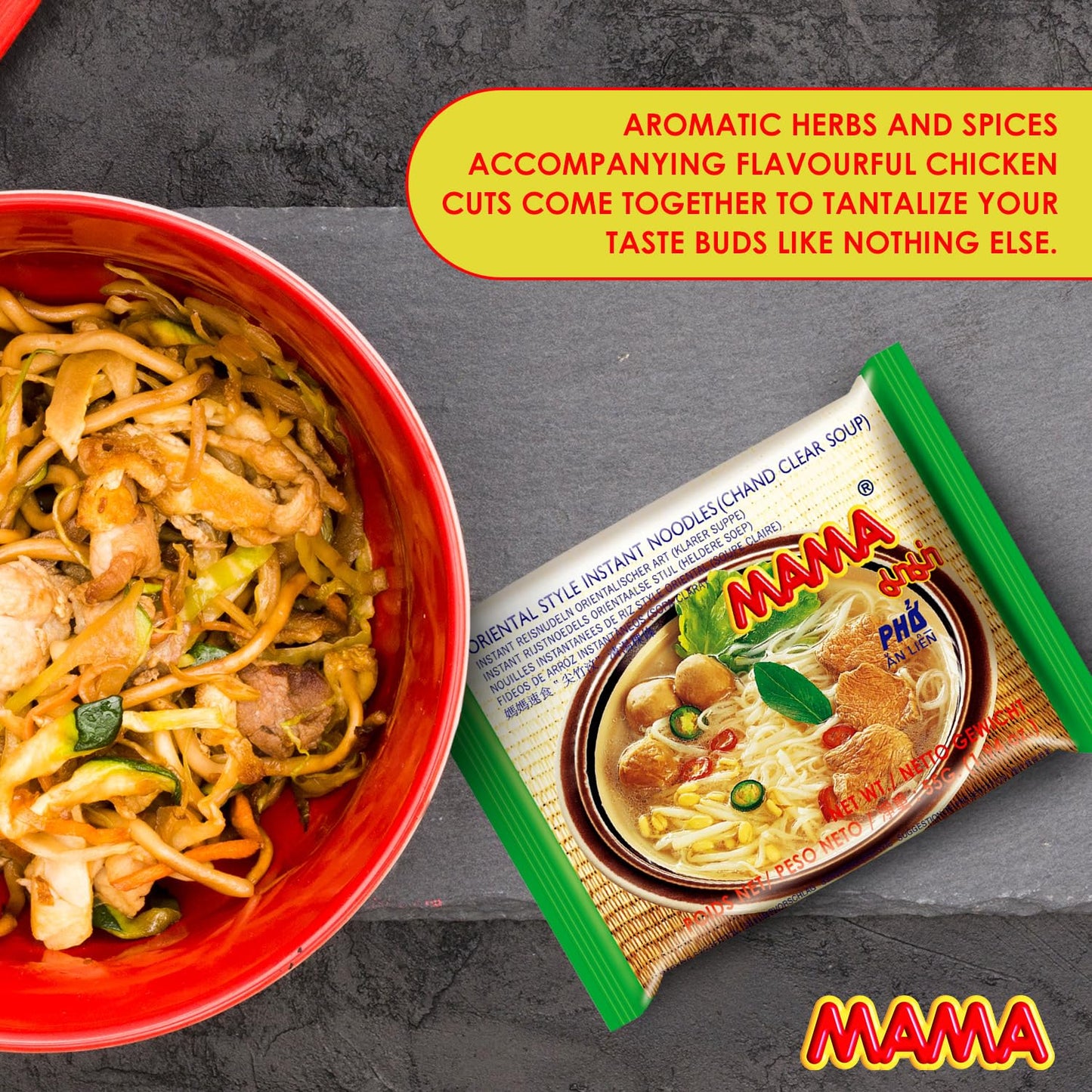 Mama Noodles Chand Clear Soup Instant Rice Noodles W/Delicious Thai Flavors, Hot & Spicy Noodles, No Trans Fat W/Fewer Calories