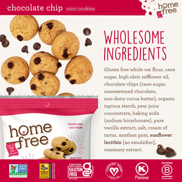 Homefree Treats You Can Trust Gluten Free Mini Cookies, Single Serve, Chocolate Chip, 1.1 Ounce (Pack Of 10)