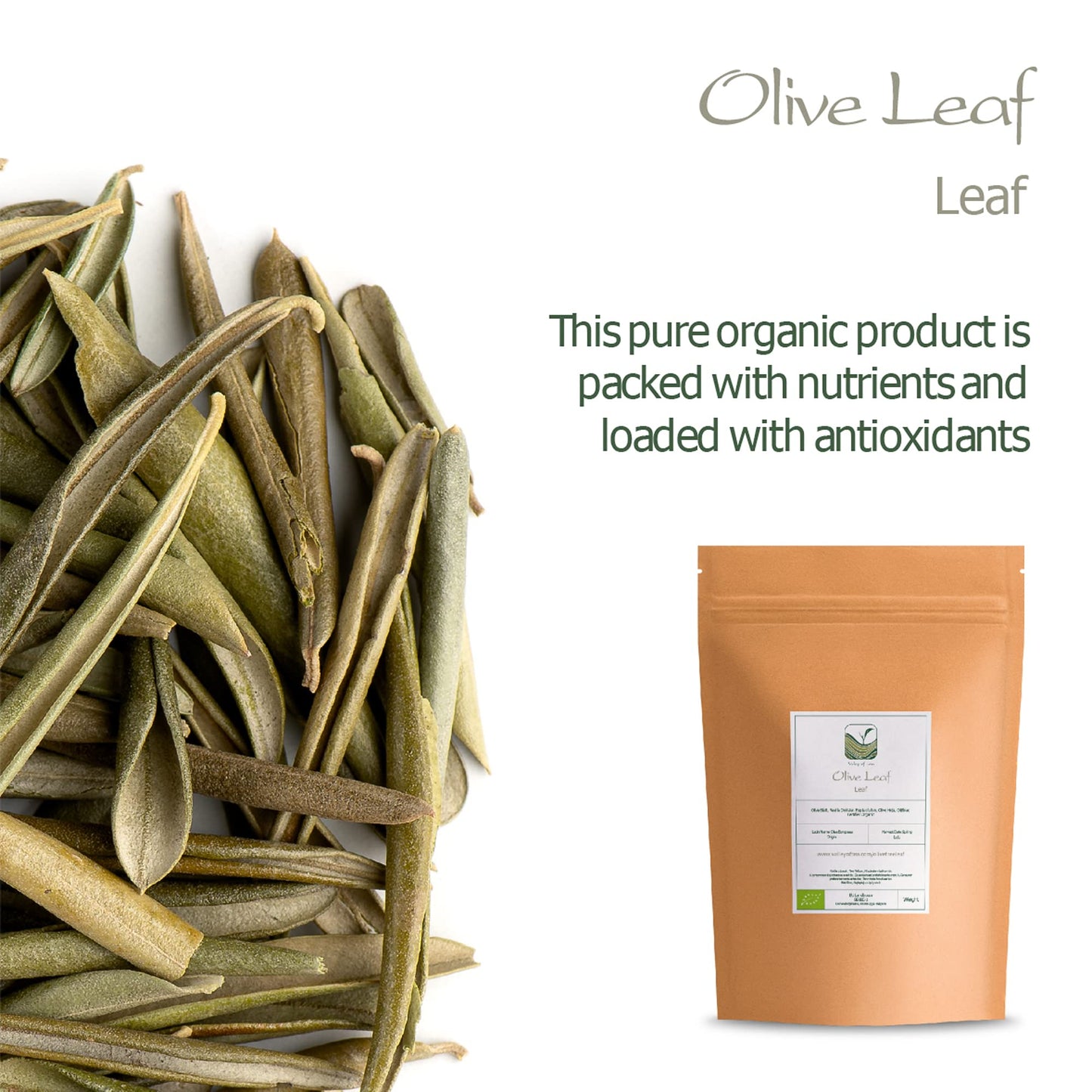 Valley of Tea Organic Olive Leaf Tea - Dried Loose Leaves - 1 Count